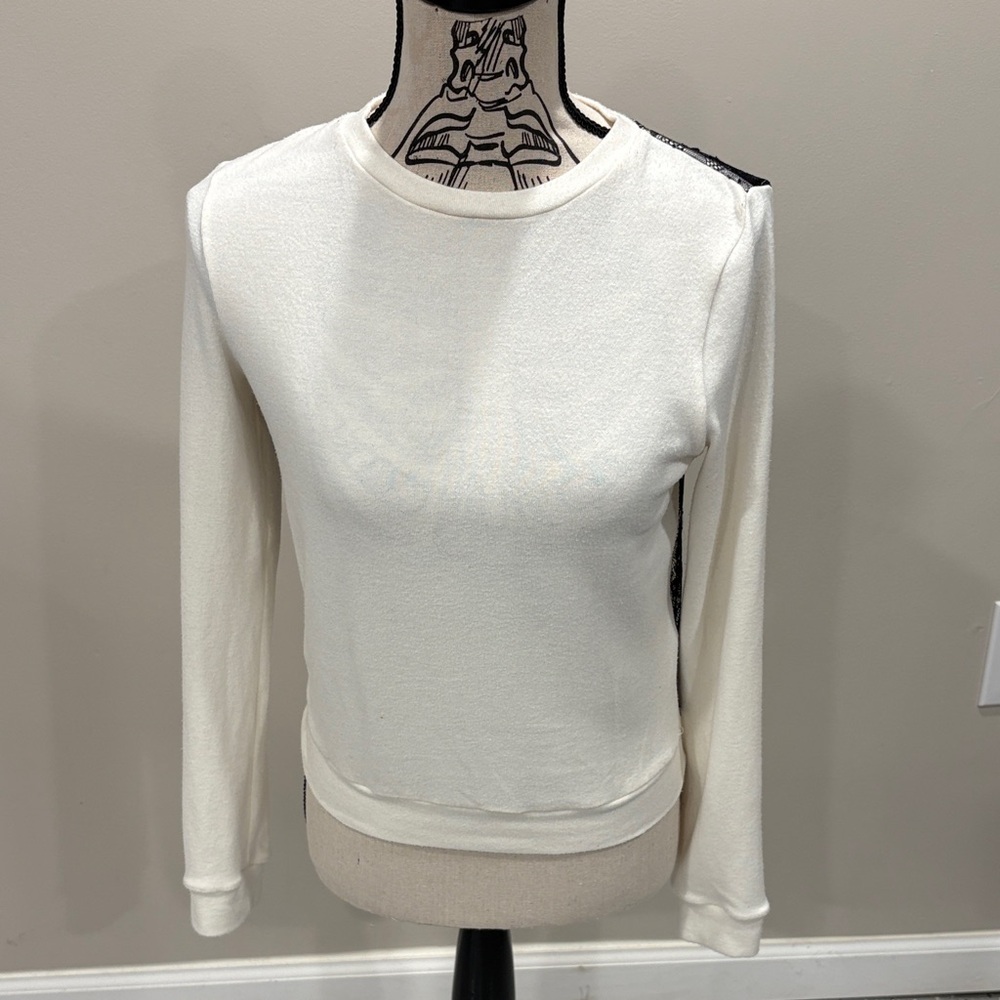 Alice + Olivia Cream Sweater With Lace Back Pre- Owned